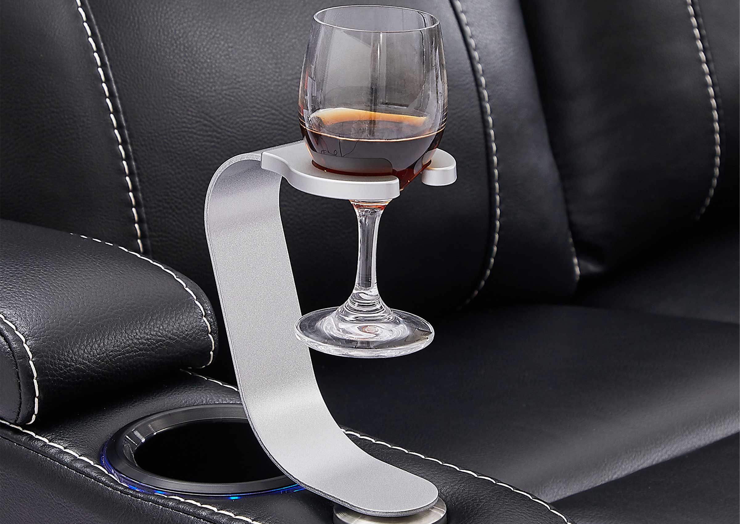 Home Theater Seating Series Swivel Wine Glass Holder Sofa Accessories Silver