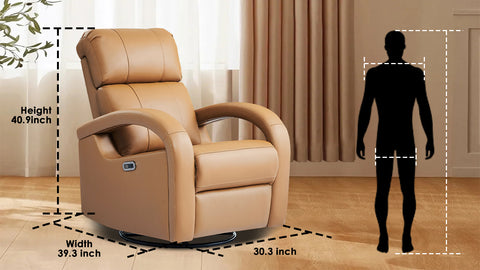 Dimensions of a tan leather recliner